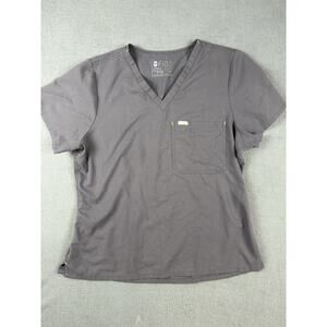 FIGS Catarina One Pocket Scrub Top Womens XL Gray Stretch Shirt Nursing